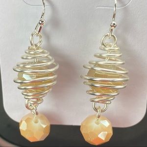 Tan Wire Wrapped Earrings